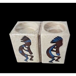 Set of 2 Kokopelli Votive Tea Light Candle Holders Southwest 3.5" NEW in Package